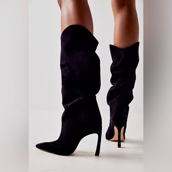 NEW SCHUTZ MARYANA HEEL SCULPT BOOT BLACK - Picture 2 of 6